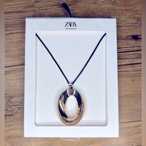 Nwt-Zara Long Gold Pendant Necklace